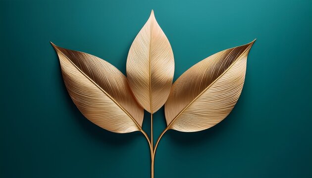 golden leaf cluster against teal subtle lighting refined aesthetic design vintage wallpaper