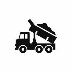 Dump Truck Silhouette Vector Icon Construction Equipment Design.