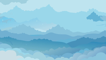 Watercolor background featuring a blend of blue and white paint, creating a soft, fluid texture..eps