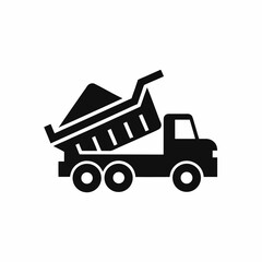 Dump Truck Silhouette Vector Icon Construction Equipment Design.