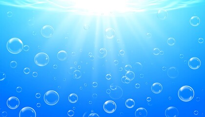 Underwater bubbles, sunlit scene