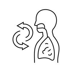 breathing exercise arrows recovery wellness line icon vector illustration