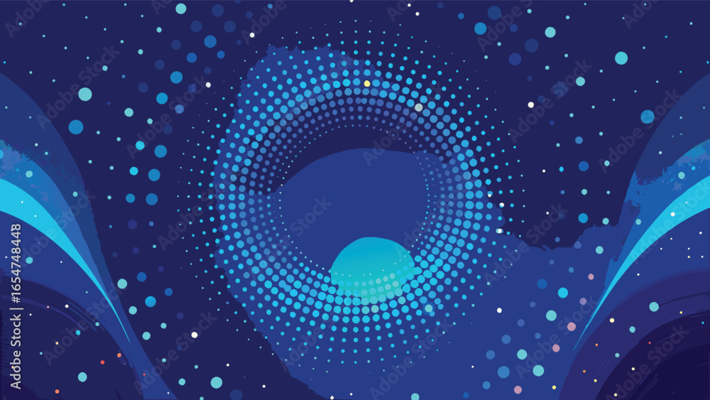 Poster blue abstract background with a pattern of dots, offering a modern and artistic visual appeal..eps