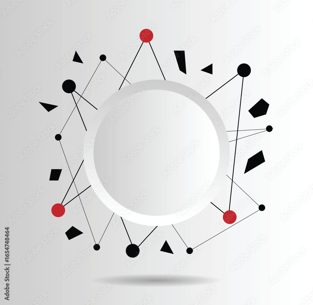 Poster futuristic hi tech round banner with mesh and particle splinters. graphic design elements and resour