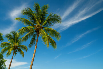 Two Palm Trees under a Clear Blue Sky