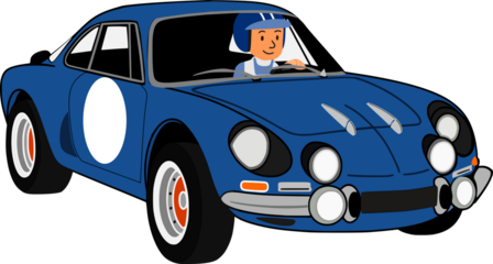 Blue Classic Rally Car with Driver