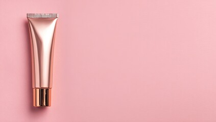 Pink cosmetic tube, top view