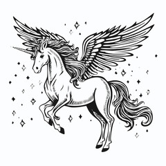 Pegasus Unicorn Images vector illustration isolated on white background.