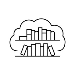 cloud library education platform line icon vector illustration