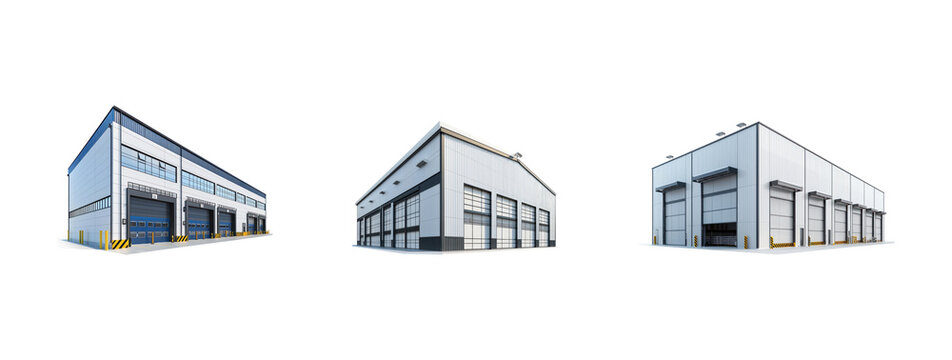 Collection ofWarehouse isolate on transparent background - Powered by Adobe