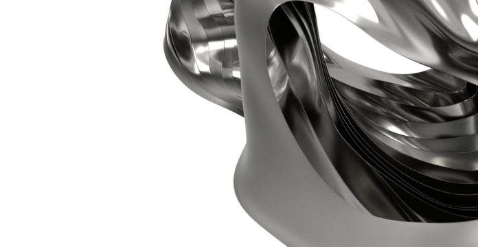 Sleek metallic curves. Modern abstract art. Perfect for design and technology concepts.