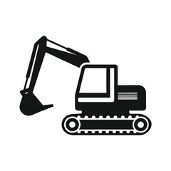 Black excavator icon on a white background digger construction