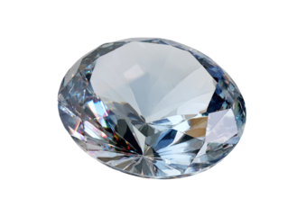 A flawless, round-cut diamond,  gleaming in light