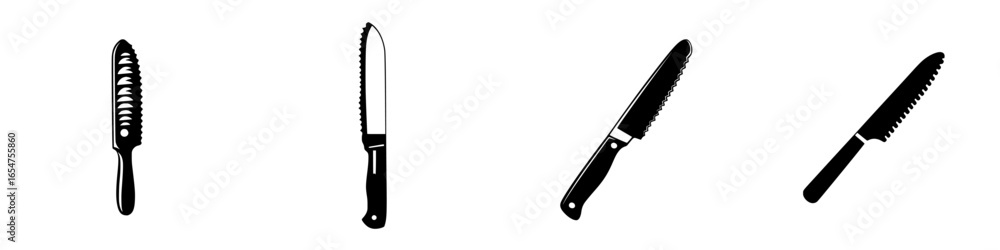 Poster different types of knives arranged in a row showcasing various blade styles ideal for cooking tasks