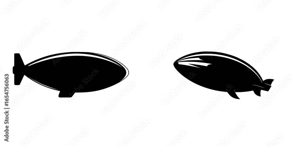 Poster different types of airships displayed side by side showcasing distinct designs and structures