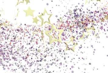 Sparkling gold stars and colorful glitter on white. Perfect for celebration, holiday, or festive designs.