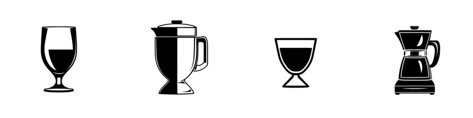 Obraz premium Different types of drinkware and utensils displayed on a simple background