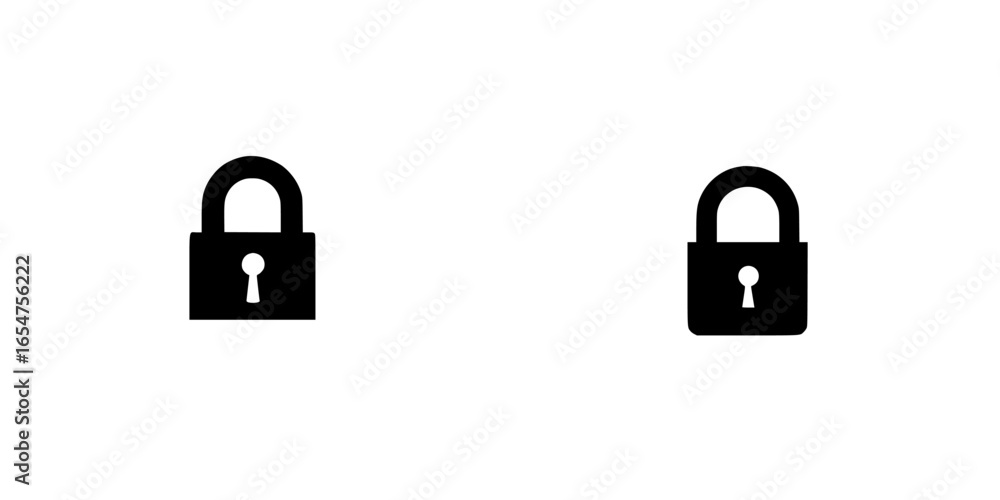 Poster two black padlock icons displayed side by side on a white background representing security and priva