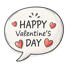 Obraz premium Happy Valentine's Day Speech Bubble, Cartoon Hearts, Isolated on Transparent Background, Valentine's Day, Speech Bubble, Hearts