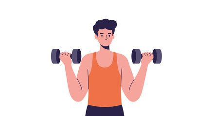 Man working out lifting dumbbells, focused on fitness, health, and a strong body