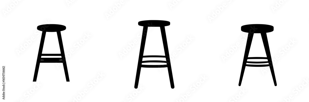 Poster stools in various heights arranged in a minimalist style showcasing modern design elements