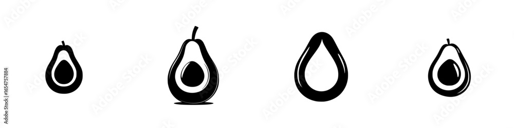 Aufkleber artful representation of avocados showcasing different sizes and shapes against a simple background