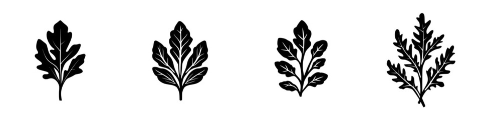 Obraz premium Various leaf silhouettes in a minimalist style showcasing natural forms and textures for design inspiration
