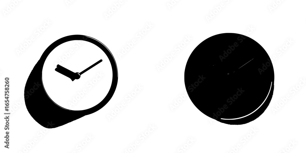 Poster clock and abstract round shape displayed together in a minimalistic design