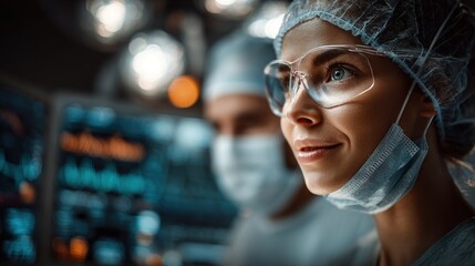 a team of medical professionals in a high-tech operating room