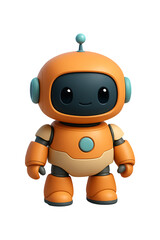 3D Cute Robot Character with Antenna Isolated on a Transparent Background