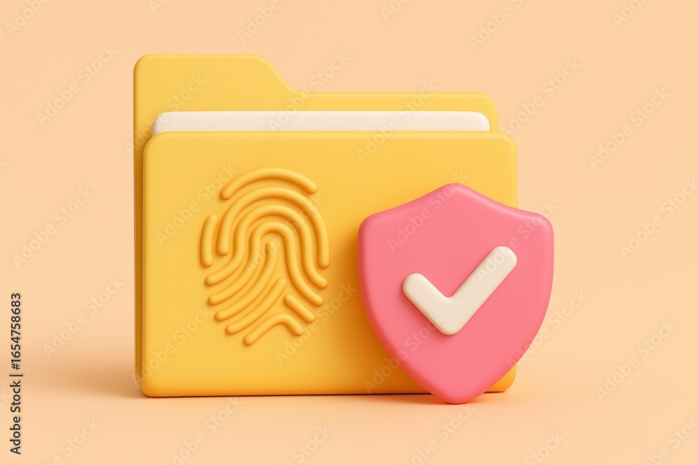 Aufkleber secured folder: a graphic of a secure folder with a fingerprint, depicting data protection and secur