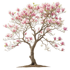 Obraz premium A beautiful pink magnolia tree in full bloom against a black background