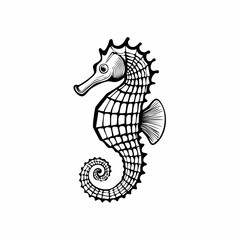 Seahorse logo design illustration. Seahorse Line Drawing Vector Images