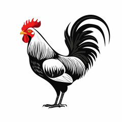 Rooster Standing Image Vector Illustration isolated on white background.