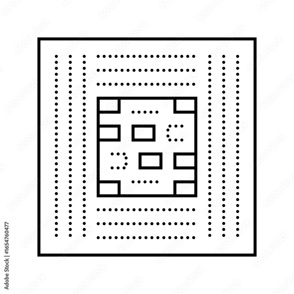 Poster computer chip ai integration line icon vector illustration