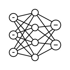 neural network ai integration line icon vector illustration