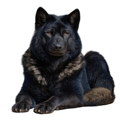 Fototapeta premium Majestic Black Wolf Portrait with Intense Gaze and Luxurious Fur Coat in Natural Setting