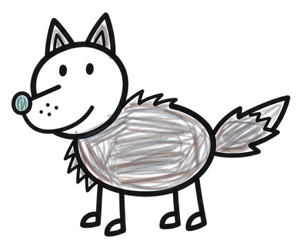 Dessin d'enfant d'un loup - Fond transparent