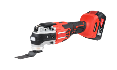 Oscillating multi-tool innovative tool designed for versatile cutting and sanding tasks isolated on white background.
