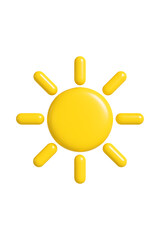 3D Sun Symbol Bright Weather Icon Isolated on a Transparent Background