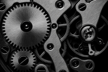 Mechanical Watch Movement With Interlocking Steel Gears And Springs
