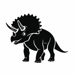 Black and white Protoceratops Dinosaur Standing image vector isolated on white background.