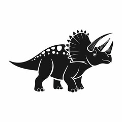 Black and white Protoceratops Dinosaur Standing image vector isolated on white background.