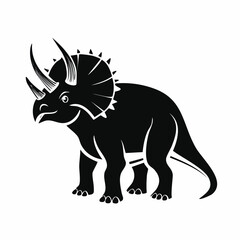 Black and white Protoceratops Dinosaur Standing image vector isolated on white background.