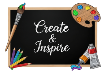 PNG Art Class Chalkboard with Supplies Transparent Isolated on White Background Creativity