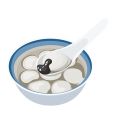 Tangyuan Filling with Black Sesame Seed in Bowl Illustration Isolated on White Background