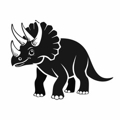 Black and white Protoceratops Dinosaur Standing image vector isolated on white background.