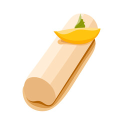 Apricot Eclair with Sweet Cream Illustration Isolated on White Background