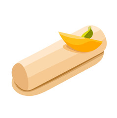 Apricot Eclair with Sweet Cream Illustration Isolated on White Background