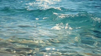 Fototapeta premium Painterly ocean waves in artistic rendering, ideal for home decor stores, coastal restaurant wall art, travel magazine features